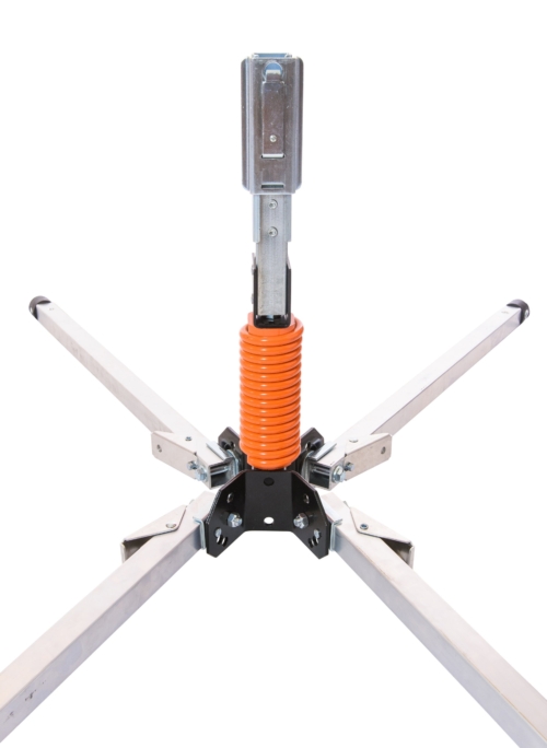 orange springs, steel legs, folded down